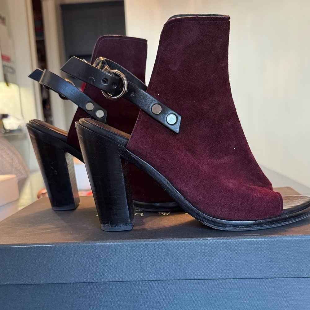 Rag & Bone Burgundy and Black Suede Heels